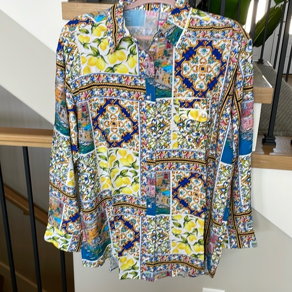 Terez Tops - Terez Amalfi Coast Patchwork Print Blouse NWT